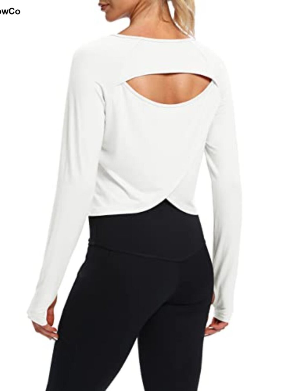 Bestisun Open Back Long Sleeve Workout Crop Top Yoga Gym Shirt